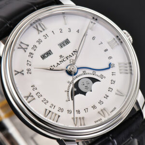 Villeret 6654 40mm Complicated Function OMF White Dial Black Leather Strap A6654 V3 - Image 26