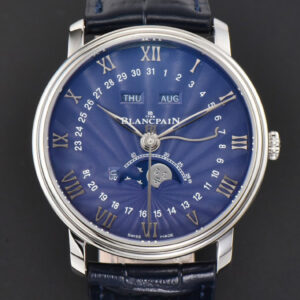 Villeret 6654 40mm Complicated Function OMF Blue Dial Black Leather Strap A6654 V3