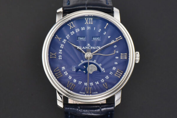 Villeret 6654 40mm Complicated Function OMF Blue Dial Black Leather Strap A6654 V3