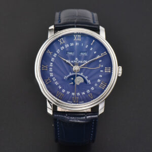 Villeret 6654 40mm Complicated Function OMF Blue Dial Black Leather Strap A6654 V3 - Image 7