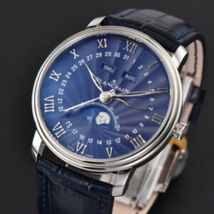 Villeret 6654 40mm Complicated Function OMF Blue Dial Black Leather Strap A6654 V3 - Image 8