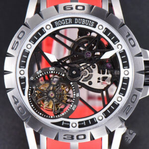 Excalibur Sports Tourbillon Titanium JBF 46MM Skeleton Dial Black Crown Red Rubber Strap