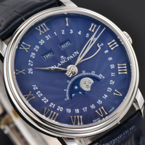 Villeret 6654 40mm Complicated Function OMF Blue Dial Black Leather Strap A6654 V3 - Image 15