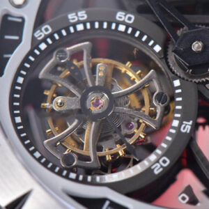 Excalibur Sports Tourbillon Titanium JBF 46MM Skeleton Dial Black Crown Red Rubber Strap - Image 9