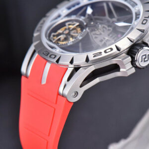 Excalibur Sports Tourbillon Titanium JBF 46MM Skeleton Dial Black Crown Red Rubber Strap - Image 13