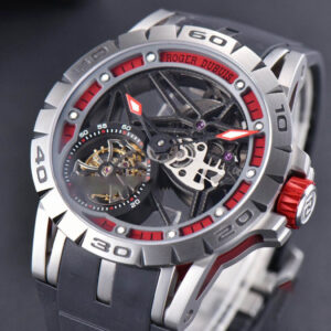 Excalibur Sports Tourbillon Titanium JBF 46MM Skeleton Dial Red Crown Black Rubber Strap - Image 4