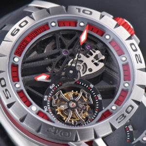 Excalibur Sports Tourbillon Titanium JBF 46MM Skeleton Dial Red Crown Black Rubber Strap - Image 5