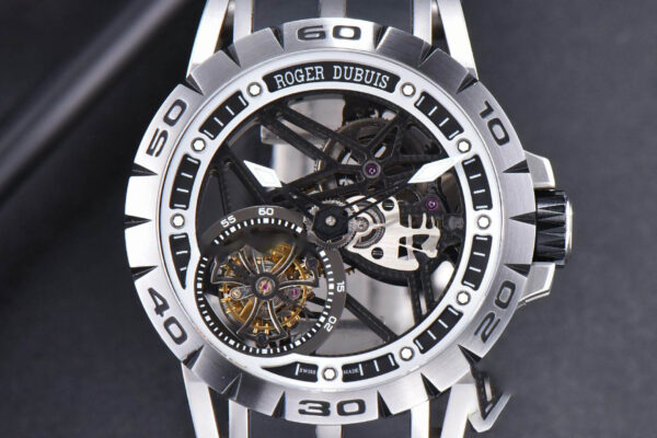 Excalibur Sports Tourbillon Titanium JBF 46MM Skeleton Dial Black Crown Black Rubber Strap