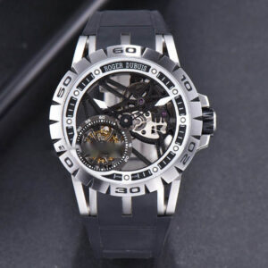 Excalibur Sports Tourbillon Titanium JBF 46MM Skeleton Dial Black Crown Black Rubber Strap - Image 3