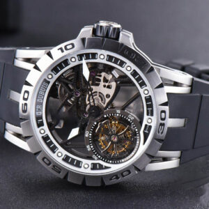 Excalibur Sports Tourbillon Titanium JBF 46MM Skeleton Dial Black Crown Black Rubber Strap - Image 14
