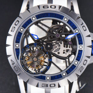 Excalibur Sports Tourbillon Titanium JBF 46MM Skeleton Dial Blue Crown White Rubber Strap