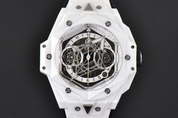 Big Bang Sang Bleu II 45mm ZF White Ceramic Skeleton Dial White Rubber Strap A1240