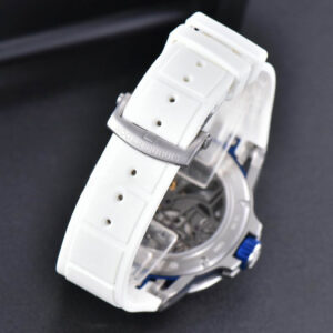 Excalibur Sports Tourbillon Titanium JBF 46MM Skeleton Dial Blue Crown White Rubber Strap - Image 7