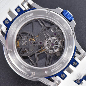 Excalibur Sports Tourbillon Titanium JBF 46MM Skeleton Dial Blue Crown White Rubber Strap - Image 11