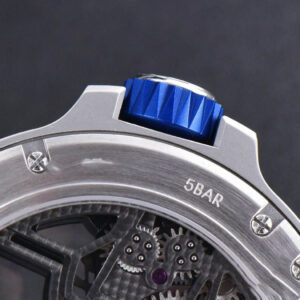 Excalibur Sports Tourbillon Titanium JBF 46MM Skeleton Dial Blue Crown White Rubber Strap - Image 12