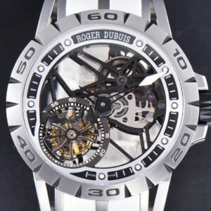 Excalibur Sports Tourbillon Titanium JBF 46MM Skeleton Dial Black Crown White Rubber Strap