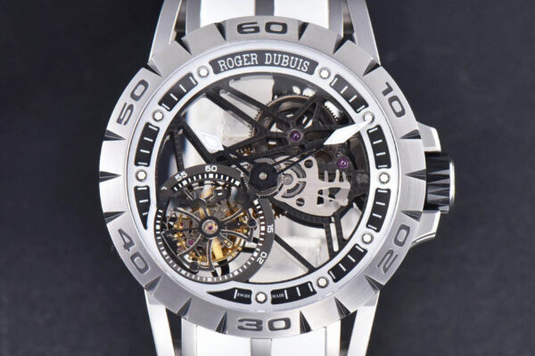 Excalibur Sports Tourbillon Titanium JBF 46MM Skeleton Dial Black Crown White Rubber Strap