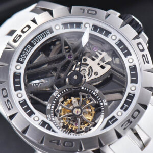 Excalibur Sports Tourbillon Titanium JBF 46MM Skeleton Dial Black Crown White Rubber Strap - Image 9