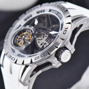 Excalibur Sports Tourbillon Titanium JBF 46MM Skeleton Dial Black Crown White Rubber Strap - Image 10