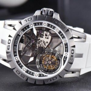 Excalibur Sports Tourbillon Titanium JBF 46MM Skeleton Dial Black Crown White Rubber Strap - Image 12