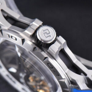Excalibur Sports Tourbillon Titanium JBF 46MM Skeleton Dial Black Crown Blue Rubber Strap - Image 3