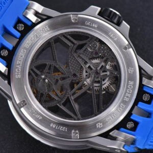 Excalibur Sports Tourbillon Titanium JBF 46MM Skeleton Dial Black Crown Blue Rubber Strap - Image 11
