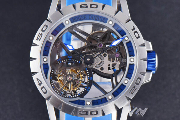 Excalibur Sports Tourbillon Titanium JBF 46MM Skeleton Dial Blue Crown Blue Rubber Strap