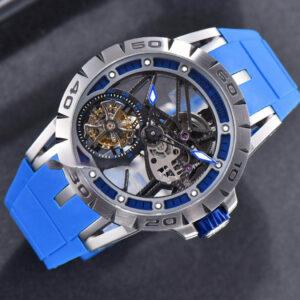 Excalibur Sports Tourbillon Titanium JBF 46MM Skeleton Dial Blue Crown Blue Rubber Strap - Image 6