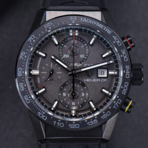 Calibre Heuer 01 Chrono XF 43MM PVD Gray Dial Black Rubber Strap A1887