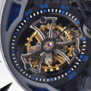 Excalibur Sports Tourbillon Titanium JBF 46MM Skeleton Dial Blue Crown Blue Rubber Strap - Image 8