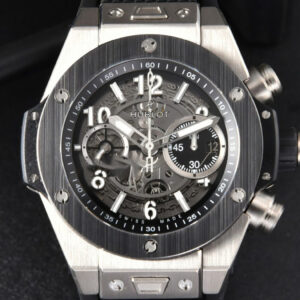 Big Bang Unico SS 45mm BBF Skeleton Dial Ceramic Bezel Black Rubber Strap A1280