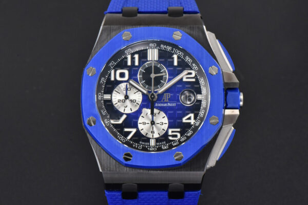 Royal Oak Offshore 26405 44mm RSF Ceramic Blue Dial Silver Subdial Blue Rubber Strap A3126