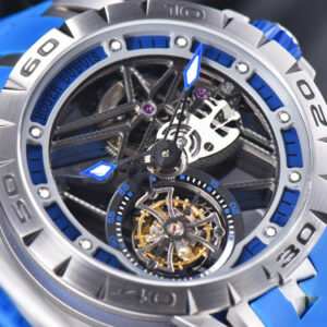 Excalibur Sports Tourbillon Titanium JBF 46MM Skeleton Dial Blue Crown Blue Rubber Strap - Image 12