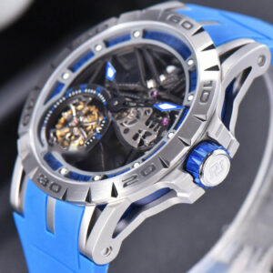 Excalibur Sports Tourbillon Titanium JBF 46MM Skeleton Dial Blue Crown Blue Rubber Strap - Image 13