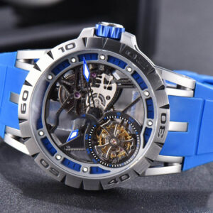 Excalibur Sports Tourbillon Titanium JBF 46MM Skeleton Dial Blue Crown Blue Rubber Strap - Image 14