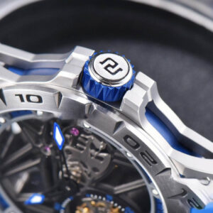 Excalibur Sports Tourbillon Titanium JBF 46MM Skeleton Dial Blue Crown Blue Rubber Strap - Image 15