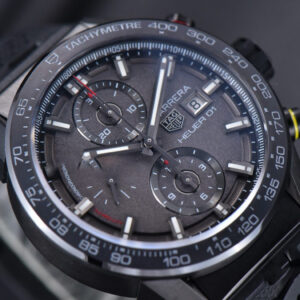 Calibre Heuer 01 Chrono XF 43MM PVD Gray Dial Black Rubber Strap A1887 - Image 8