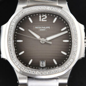Nautilus 7118 Ladies 3KF 35MM Diamond Grau Dial SS Bracelet 324CS