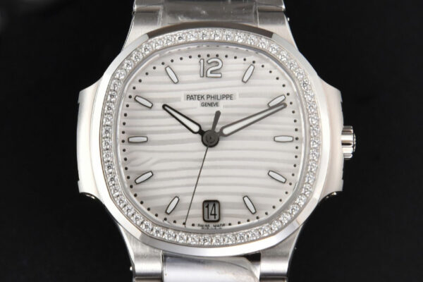 Nautilus 7118 Ladies 3KF 35MM Diamond White Dial SS Bracelet 324CS