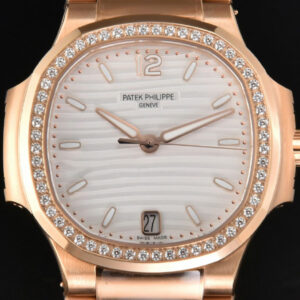 Nautilus 7118 Ladies 3KF 35MM RG Diamond White Dial RG Bracelet 324CS