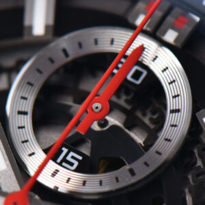 Calibre Heuer 01 Chrono XF 45MM PVD Skeleton Black Dial Red Hand Black Rubber Strap A1887 - Image 12