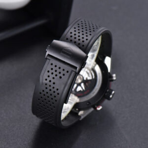 Calibre Heuer 01 Chrono XF 45MM PVD Skeleton Black Dial Red Hand Black Rubber Strap A1887 - Image 21