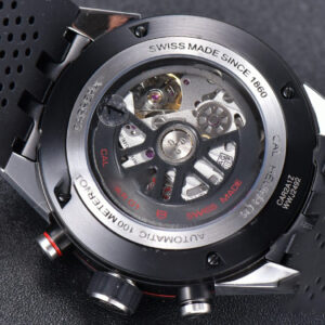 Calibre Heuer 01 Chrono XF 45MM PVD Skeleton Black Dial Red Hand Black Rubber Strap A1887 - Image 22