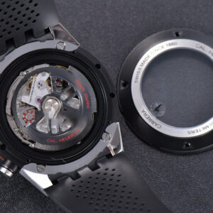 Calibre Heuer 01 Chrono XF 45MM PVD Skeleton Black Dial Red Hand Black Rubber Strap A1887 - Image 24
