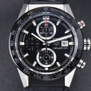 Calibre Heuer 01 Chrono XF 45MM PVD Skeleton Black Dial Black Rubber Strap A1887