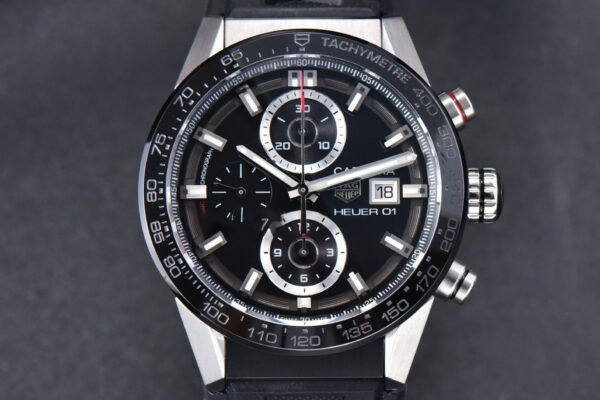 Calibre Heuer 01 Chrono XF 45MM PVD Skeleton Black Dial Black Rubber Strap A1887