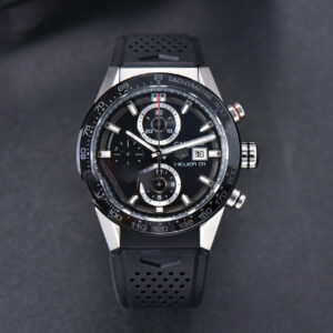 Calibre Heuer 01 Chrono XF 45MM PVD Skeleton Black Dial Black Rubber Strap A1887 - Image 5