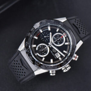 Calibre Heuer 01 Chrono XF 45MM PVD Skeleton Black Dial Black Rubber Strap A1887 - Image 6
