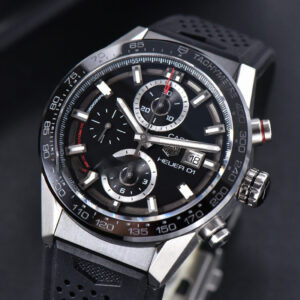 Calibre Heuer 01 Chrono XF 45MM PVD Skeleton Black Dial Black Rubber Strap A1887 - Image 7