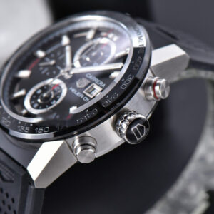 Calibre Heuer 01 Chrono XF 45MM PVD Skeleton Black Dial Black Rubber Strap A1887 - Image 13